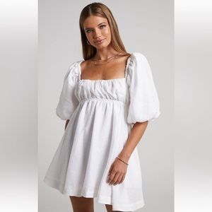 White Puff Sleeve Dress - Amalie the Label